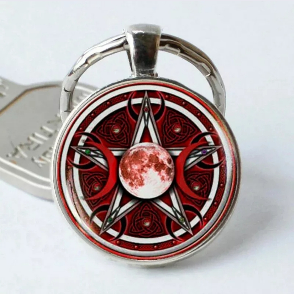New Triple Moon Silver Tone Keychain.